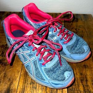 ASICS Kids Gel-Venture 6 GS Blue Harmony/Pink Running Shoes 1014A077 Size 3.5